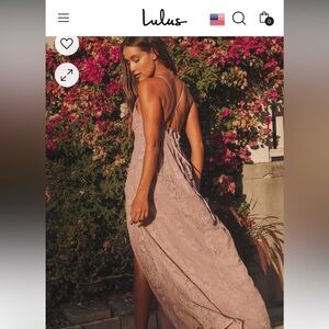 Lulus “stolen moments” dusty pink lace up maxi dress